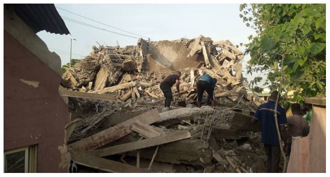Two persons trapped as 3-storey building under construction collapse in Abakaliki, Ebonyi State